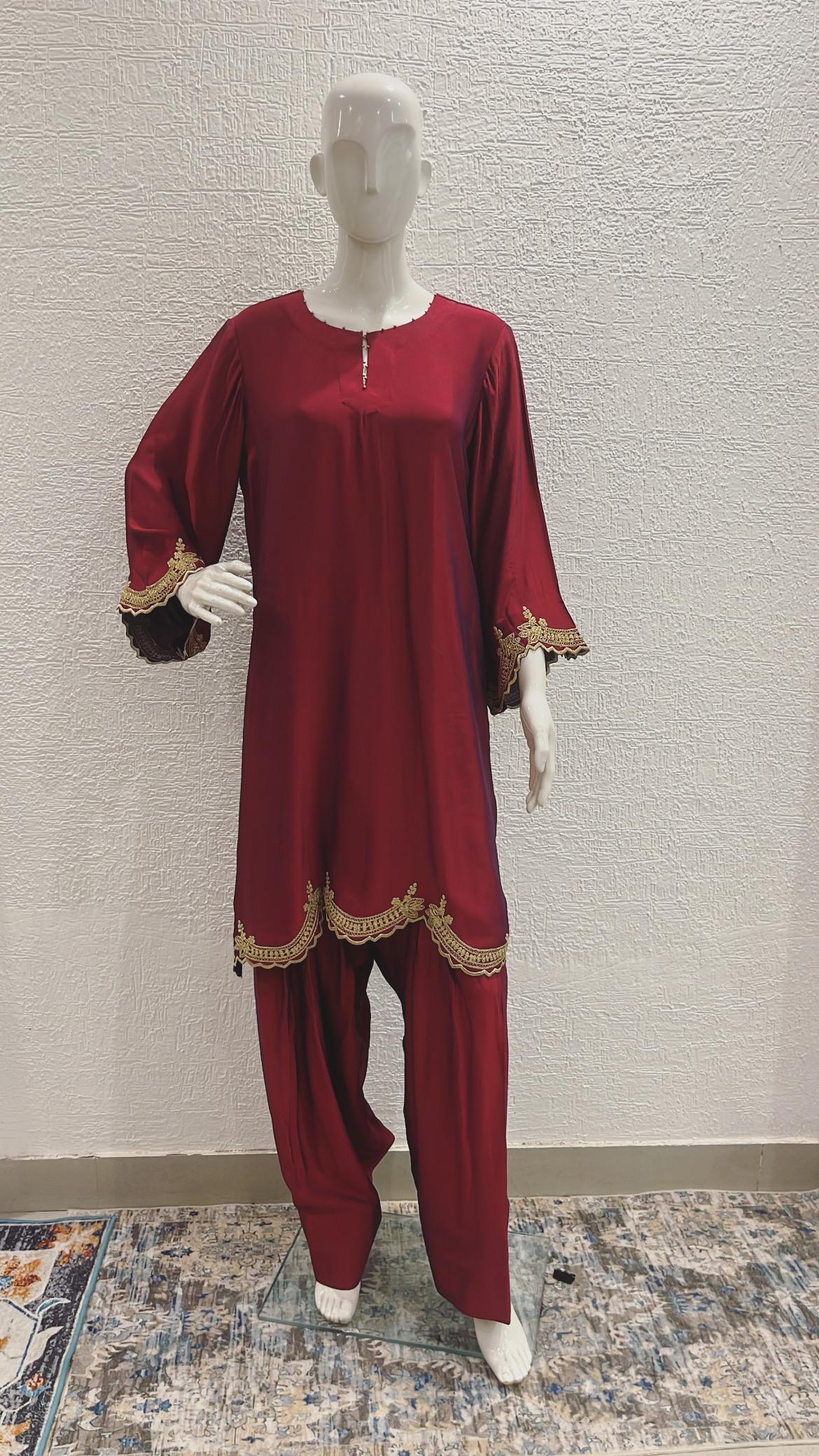 Burgundy Maroon Silk Co-ord Set
