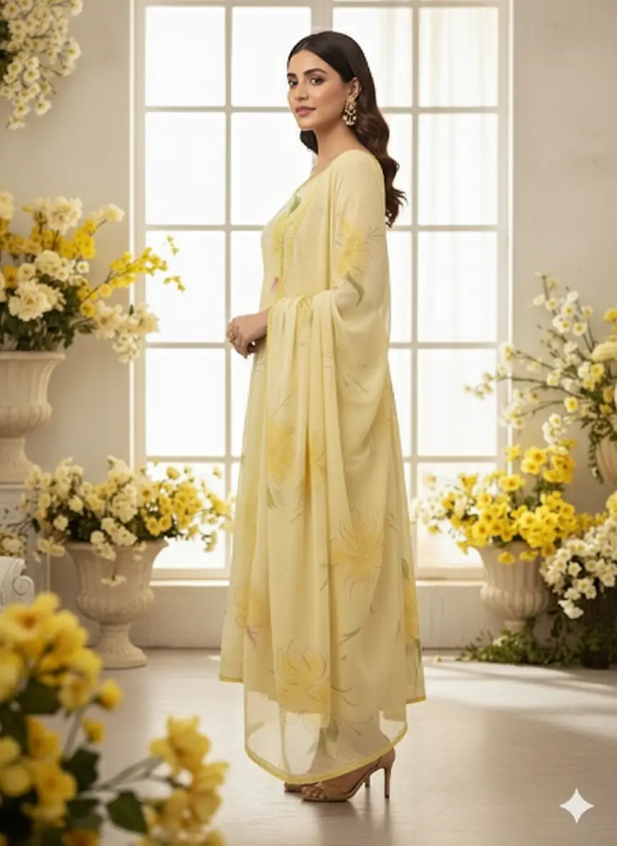Ombre Yellow Handpainted Suit