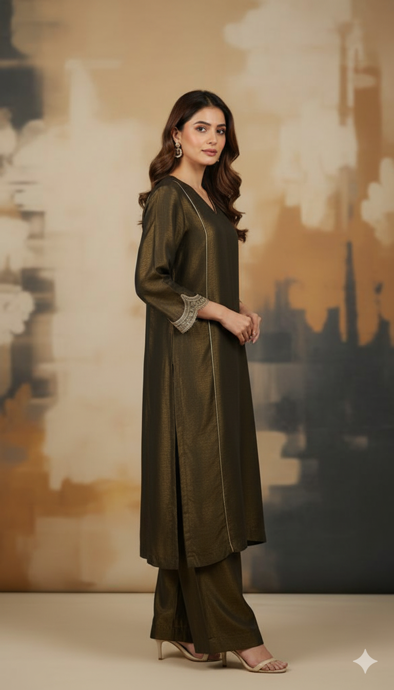 Olive Green Tissue Co-ord Set