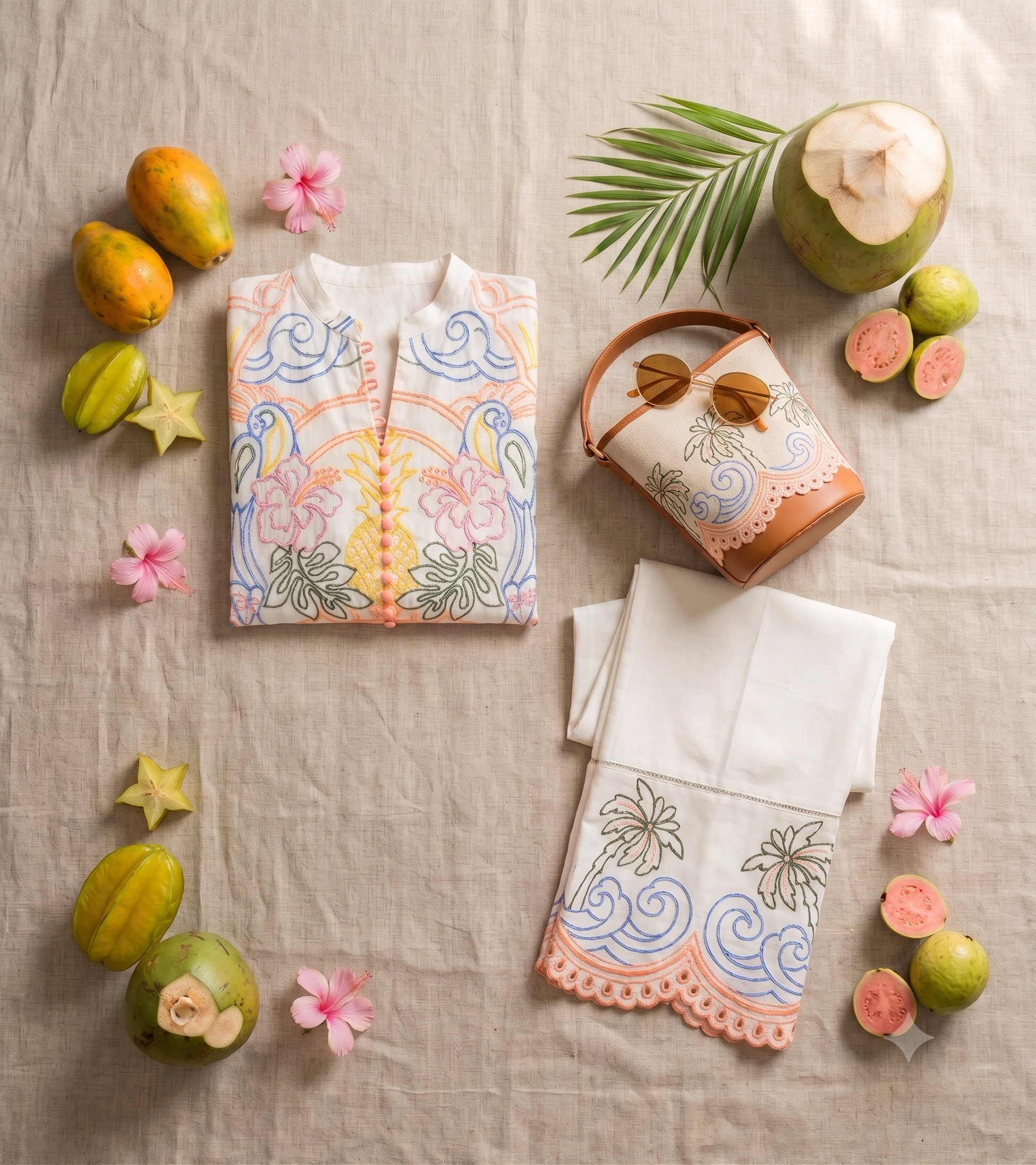 Palm Coast Printed Cotton Blend Summer Co-Ord Set