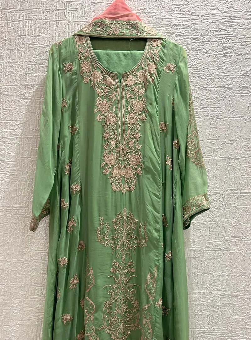 Sage Green Resham Embroidery Suit