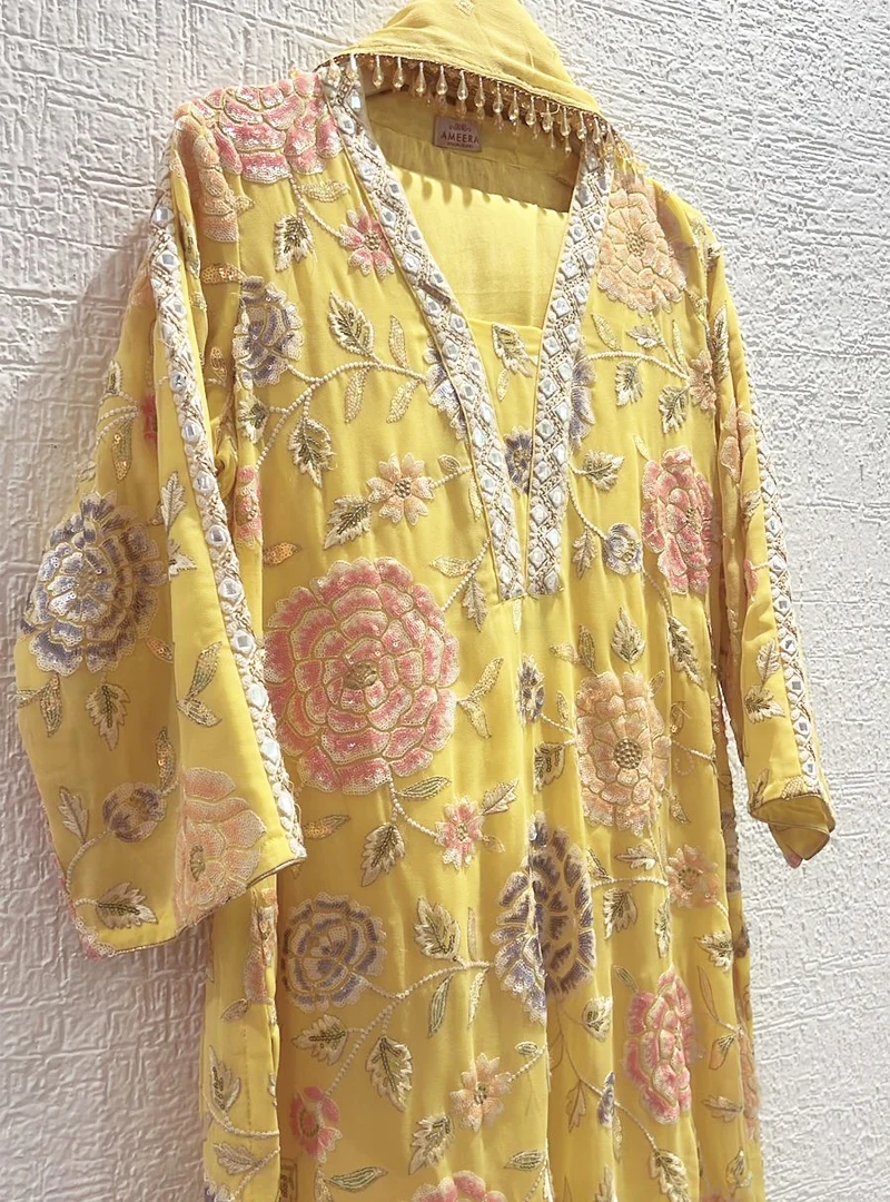 Daisy Yellow Floral Handpainted Suit