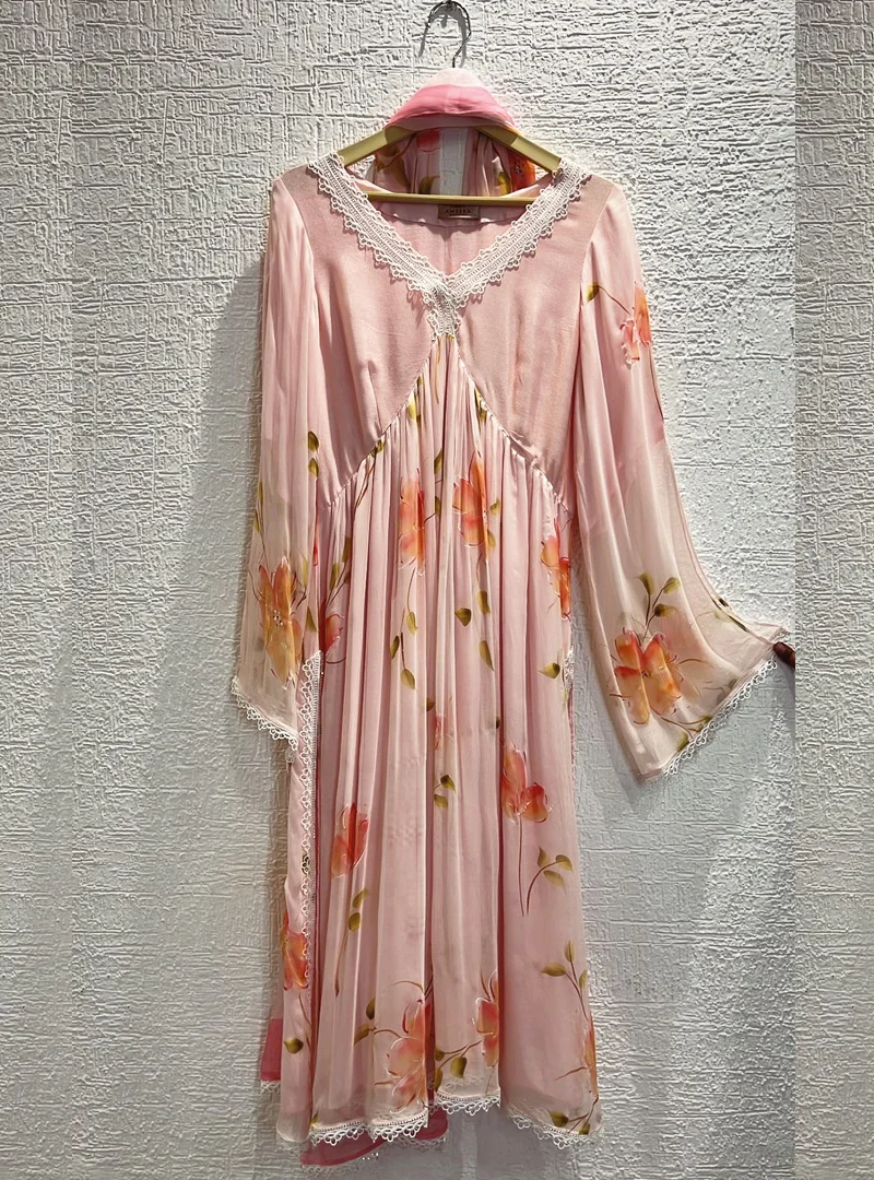 Soft Pink Handpainted Suit