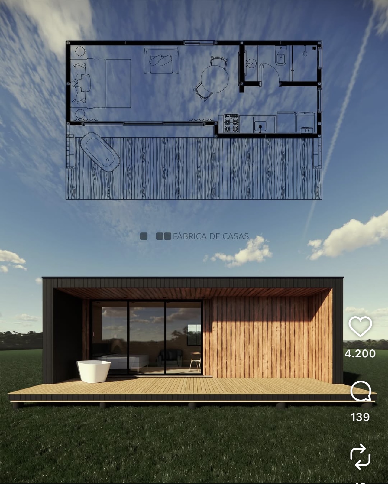 Modulo Cabaña / Terraza con Tina