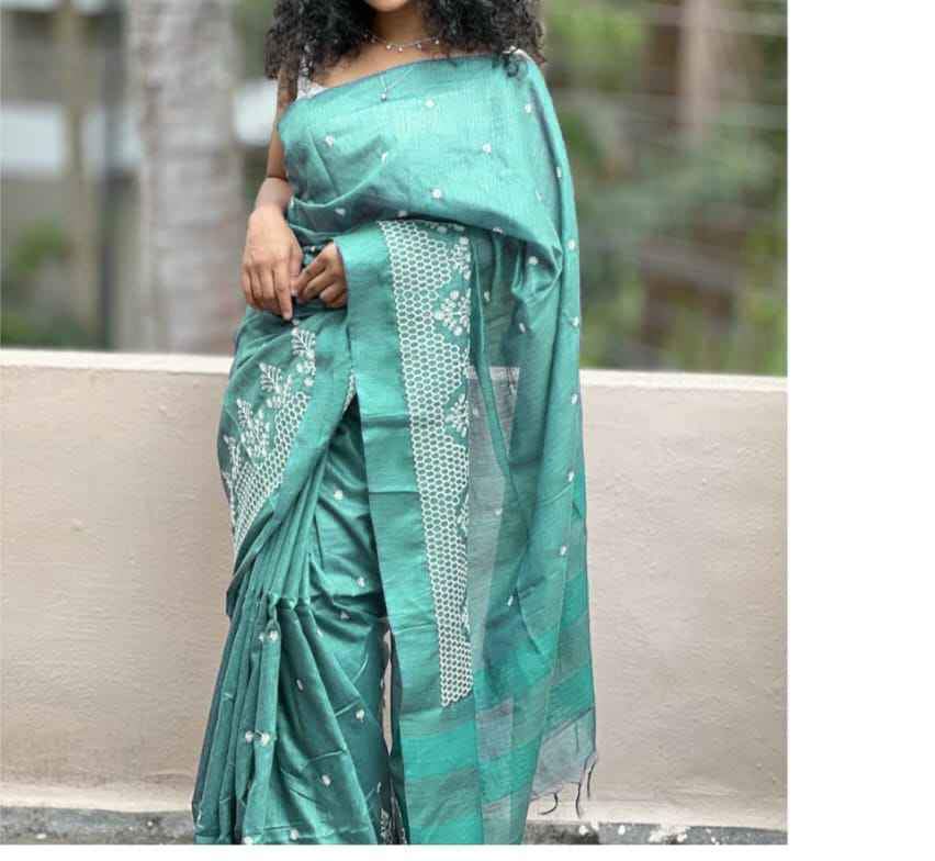 Elegant Teal Silk Saree