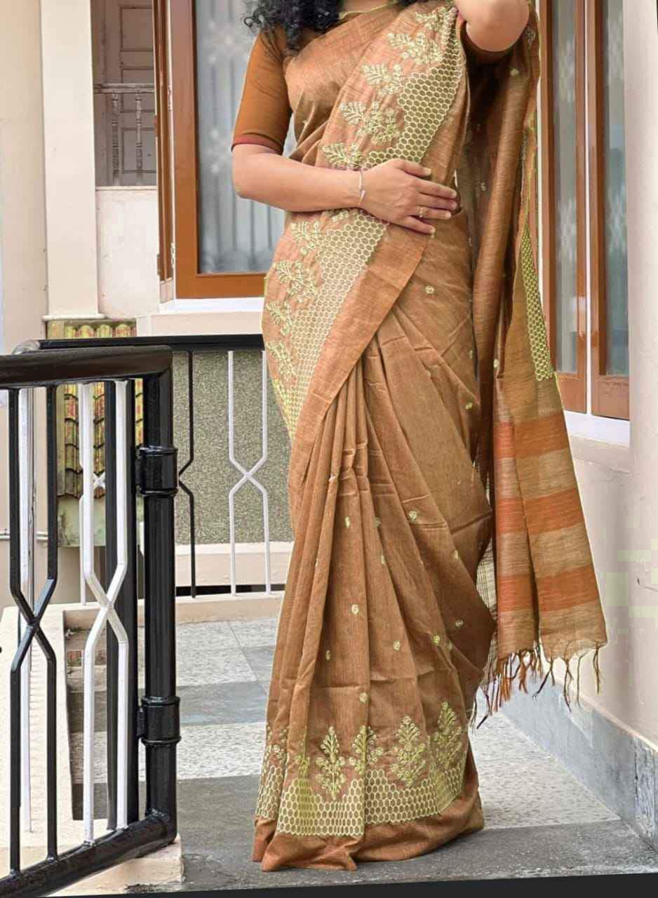 Elegant Brown Cotton Saree