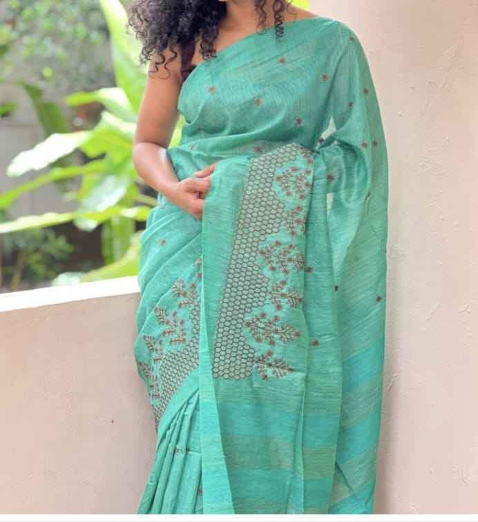 Handwoven Green Saree