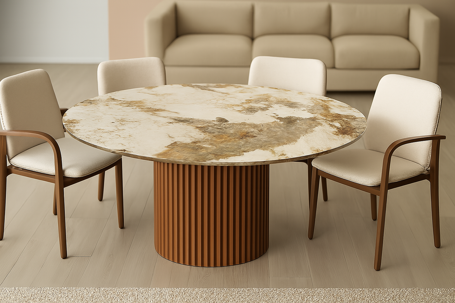 Mesa redonda de mármol