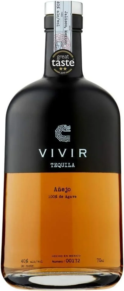 VIVIR Tequila Añejo – Award-winning Tequila Made With 100% Blue Weber Agave, Aged 18 Months In Bourbon Barrels, An Exotic Palate Of Smoky Oak, Burnt Bananas & Rich Chocolate