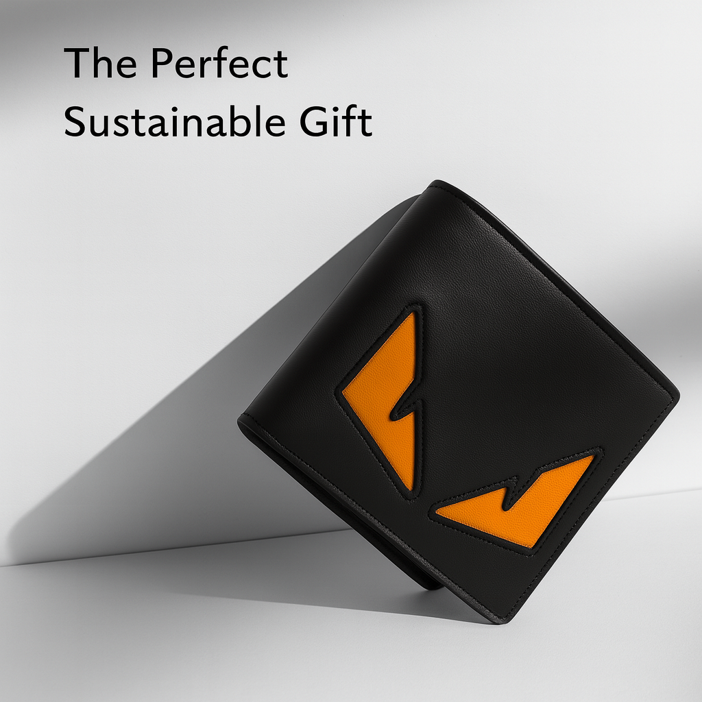 Black Leather Wallet with Eye Motif