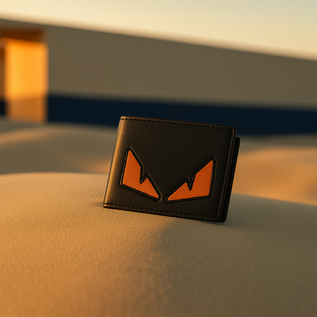 Black Leather Wallet with Eye Motif