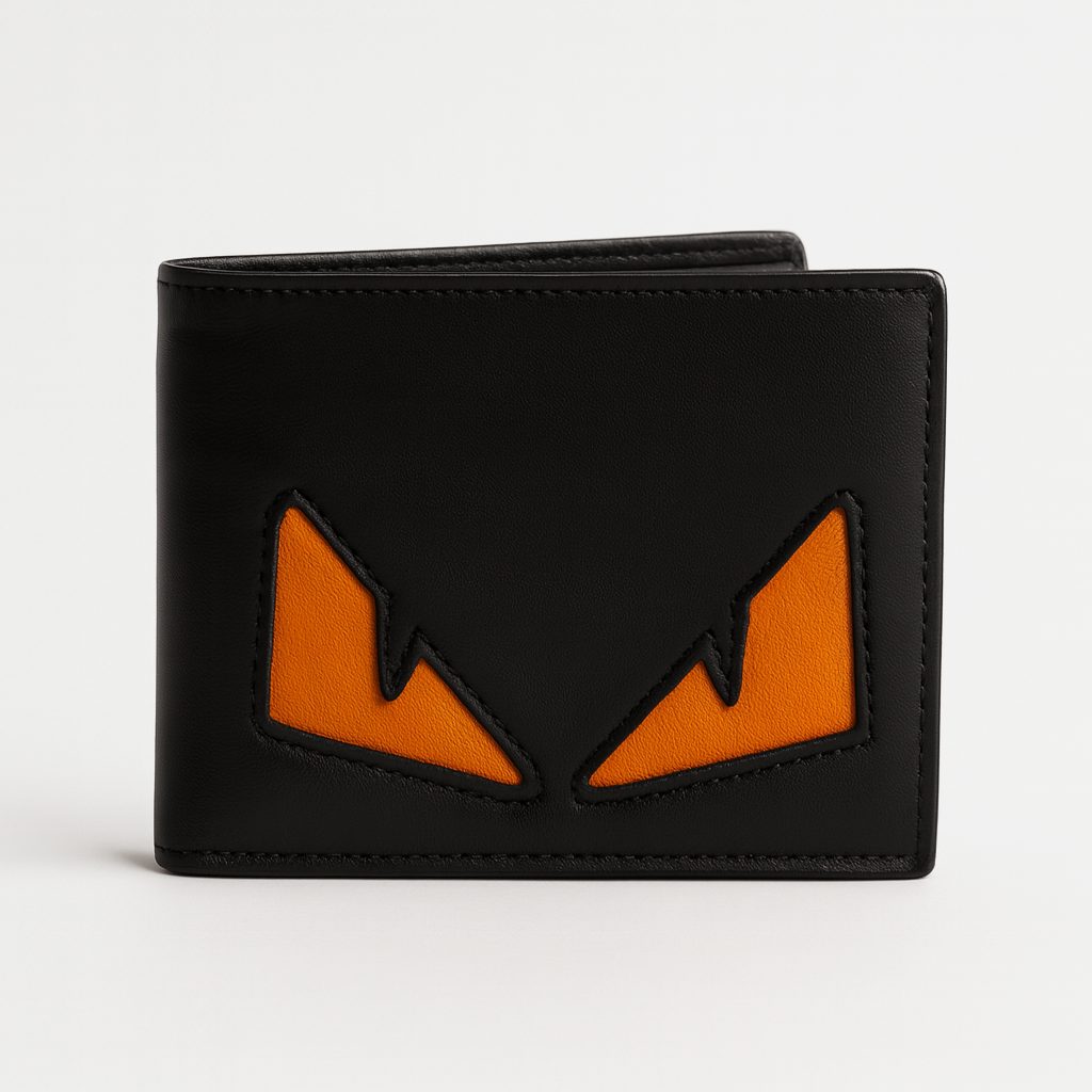 Black Leather Wallet with Eye Motif