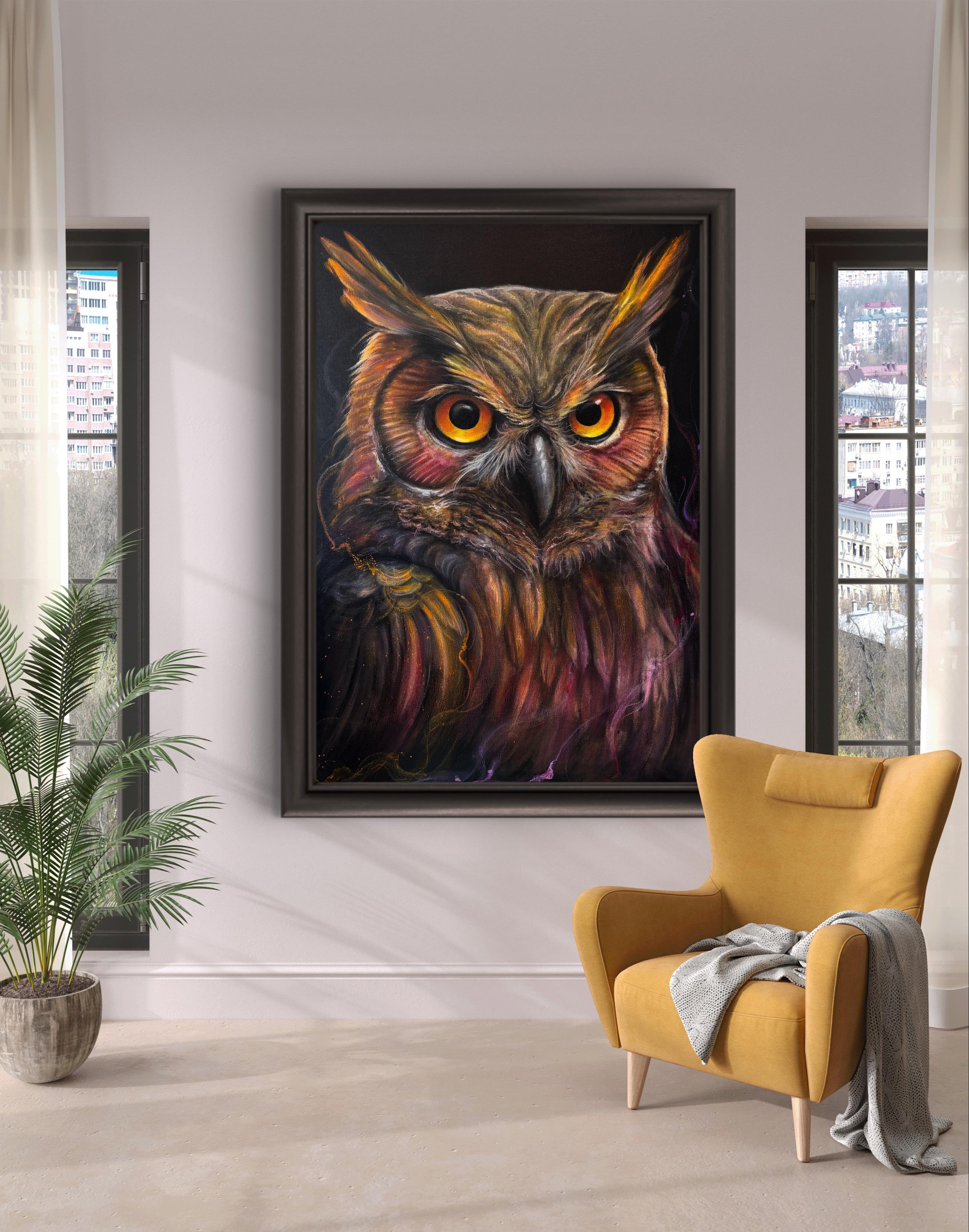 Vivid Owl Portrait Painting