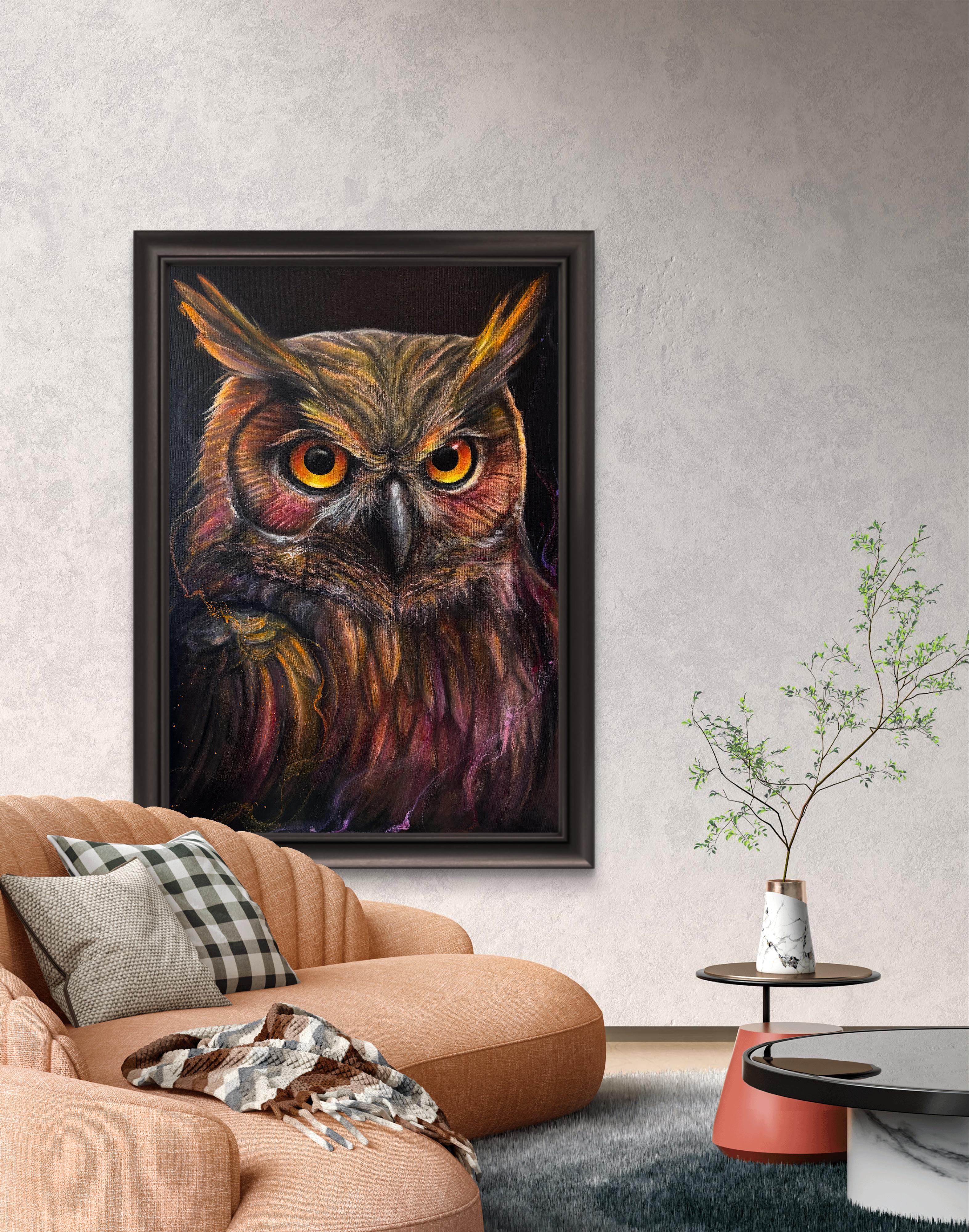 Vivid Owl Portrait Painting