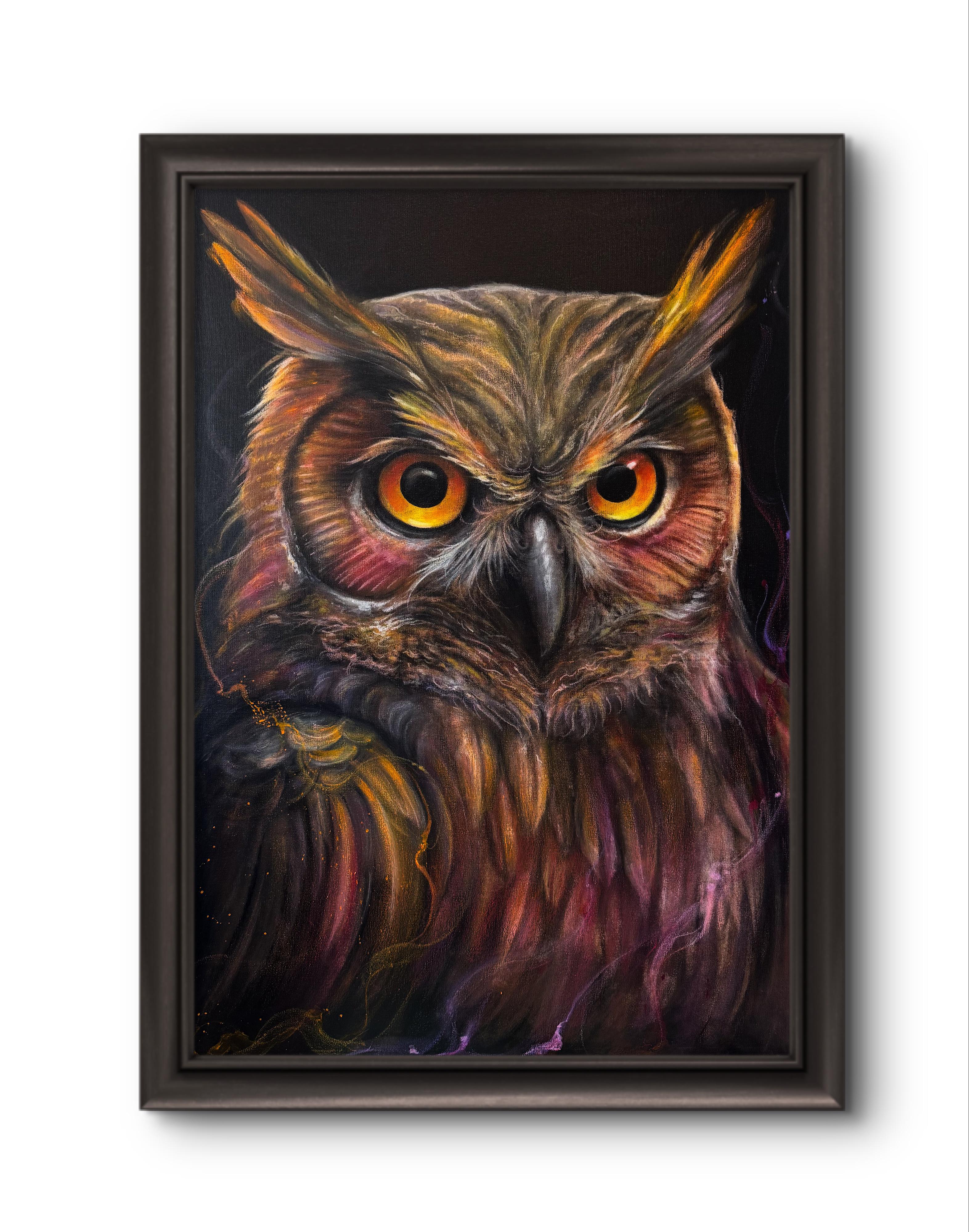 Vivid Owl Portrait Painting