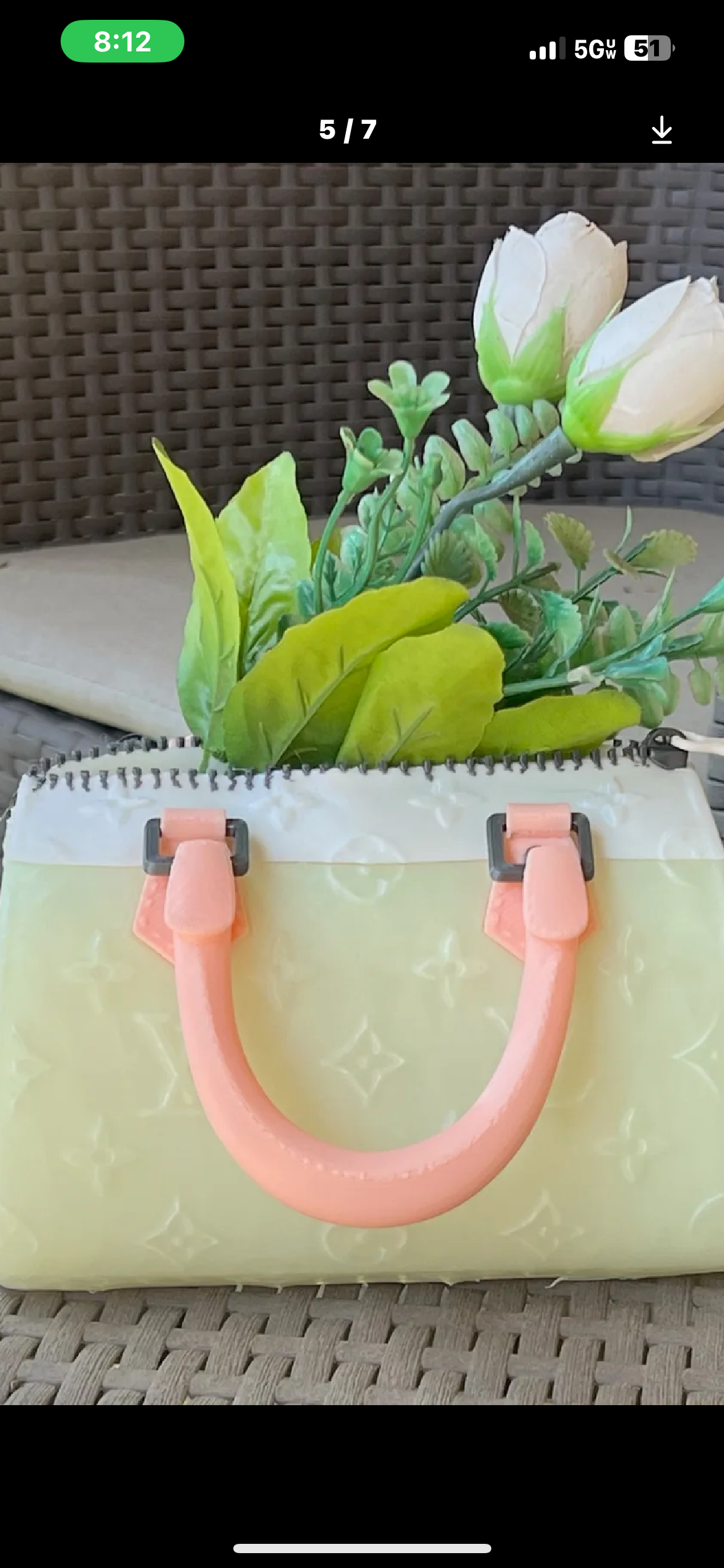 Decorative Handbag Vase with Artificial Tulips