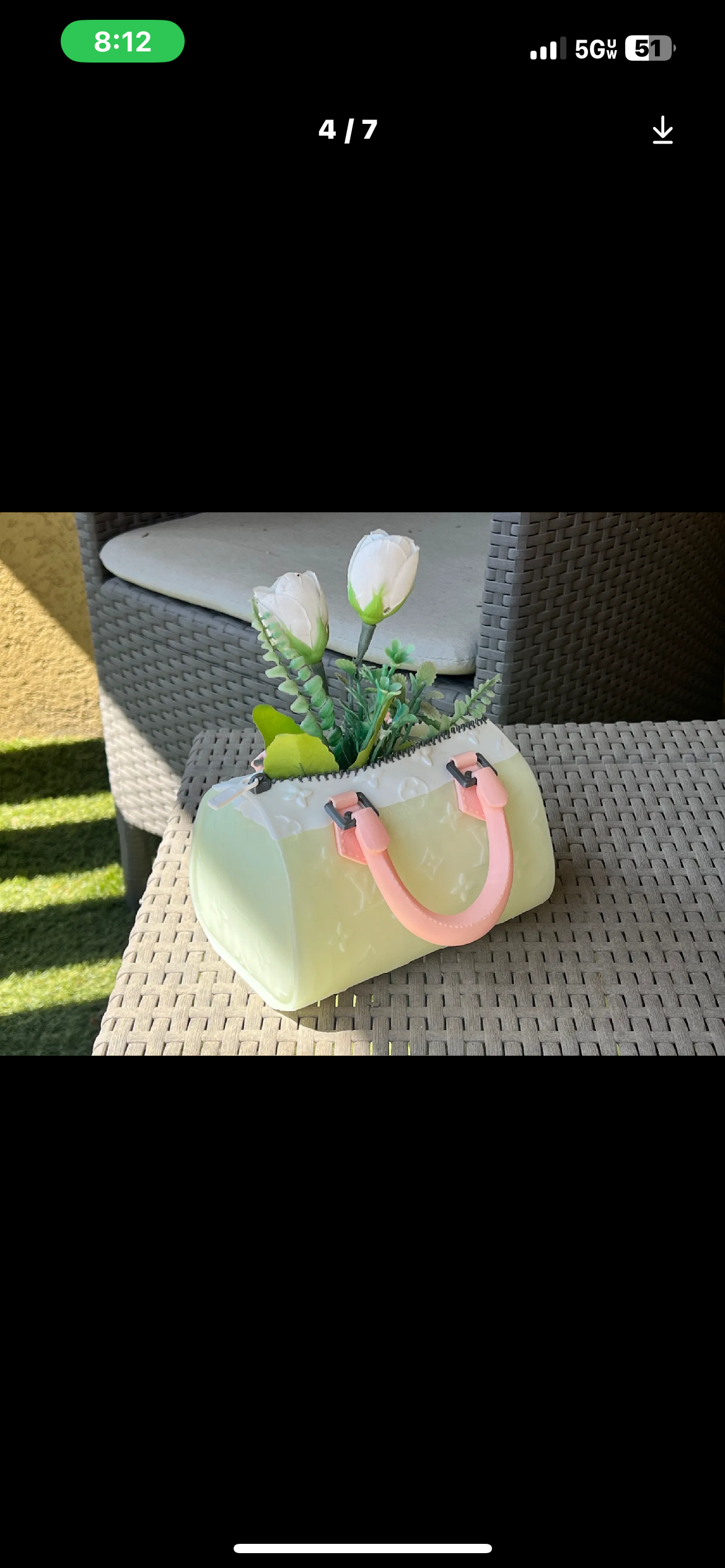Decorative Handbag Vase with Artificial Tulips