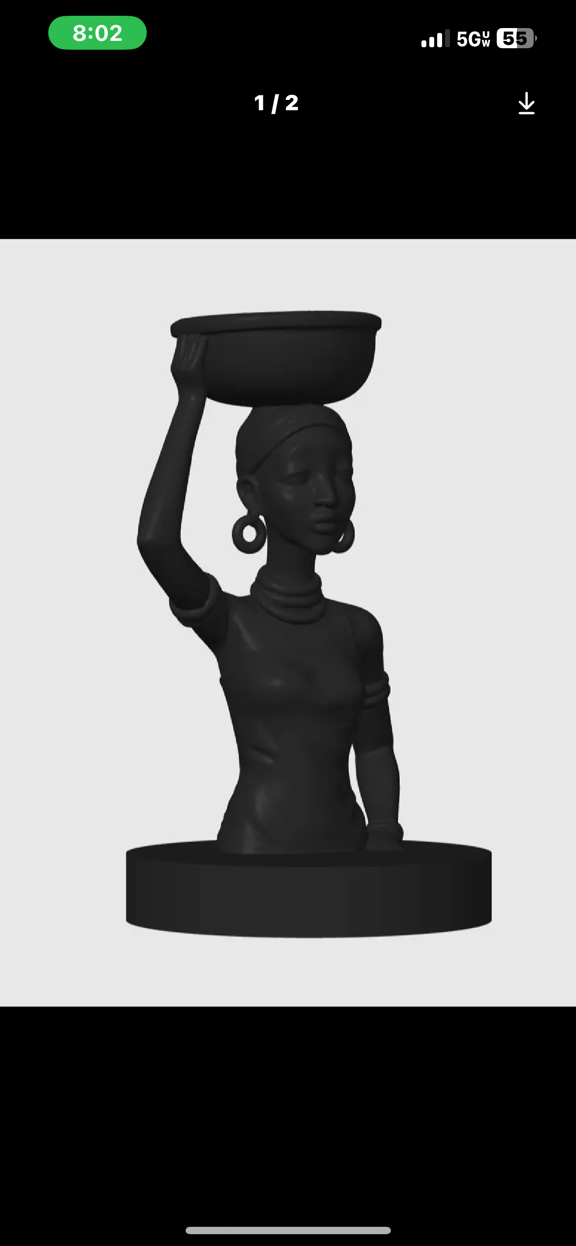 African Woman Carrying Bowl Sculpture