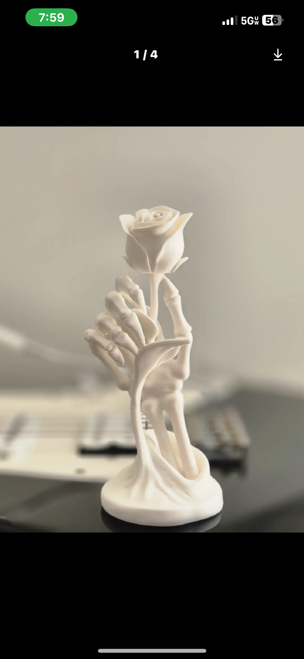 Elegant Skeleton Hand Rose Sculpture