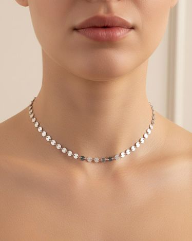 Colar choker moedinhas prata