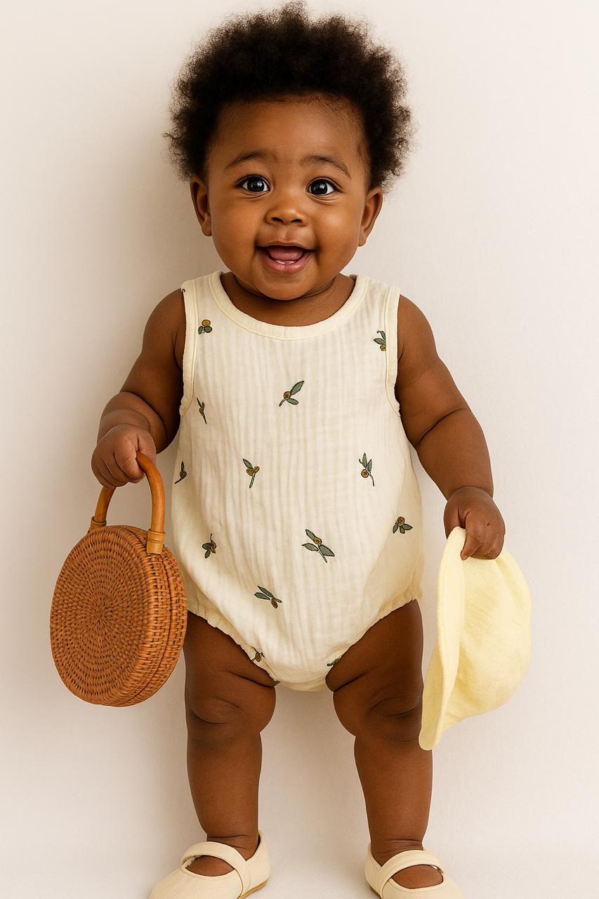 Sunny Olive Baby Romper