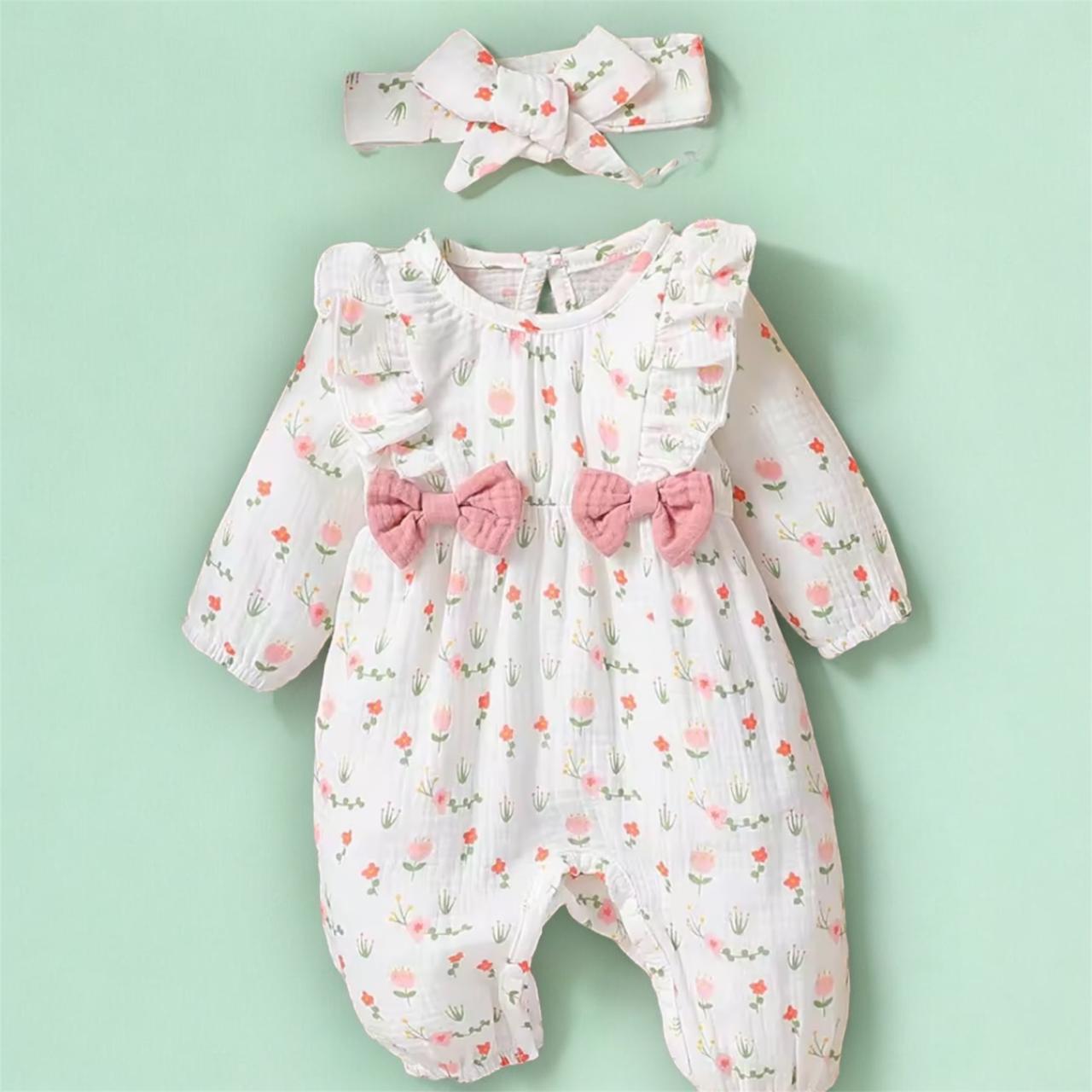 Baby Girl Floral Romper with Headband