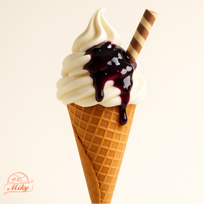 Helado de crema de leche con mermelada