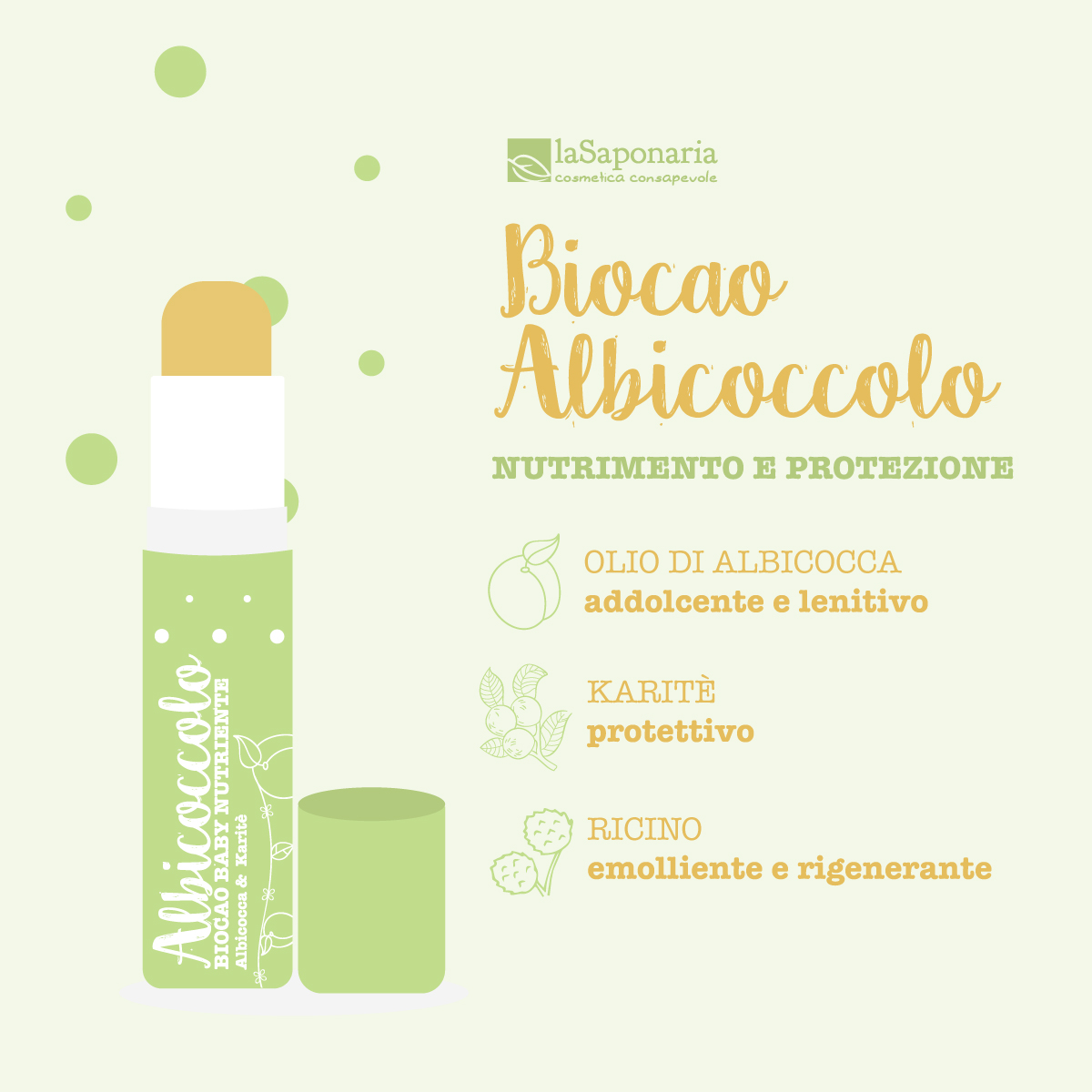 Balsamo labbra Biocao Albicoccolo - La Saponaria