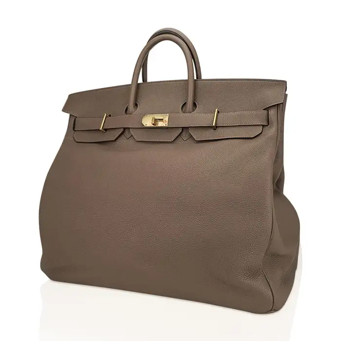 Hermes HAC 50 Birkin Bag Etoupe Togo Leather Brass Hardware