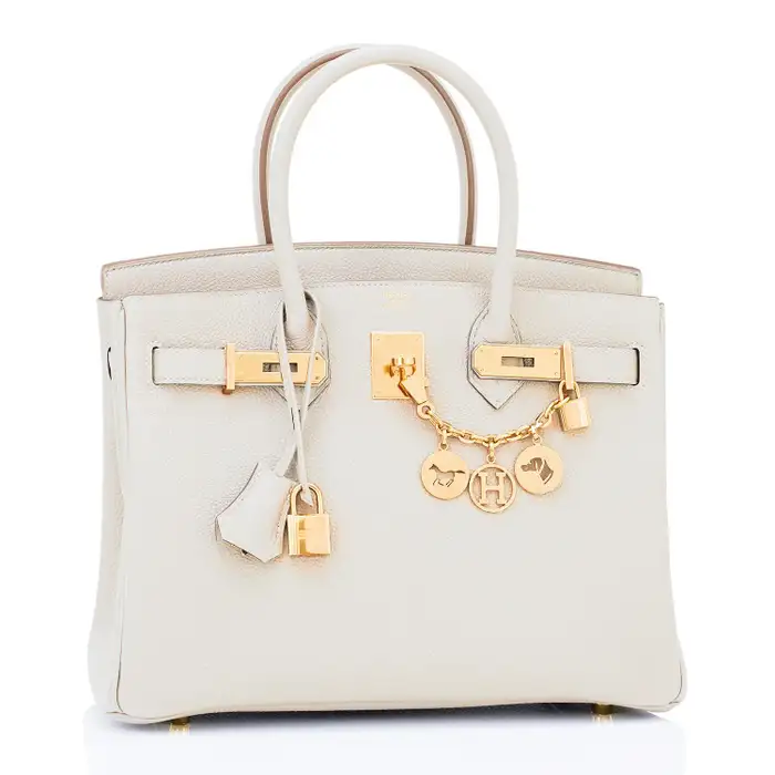Hermes Birkin 30 Beton Gold Hardware Off White Bag