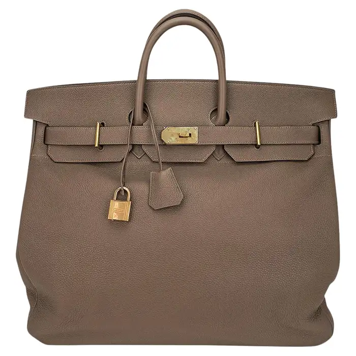 Hermes HAC 50 Birkin Bag Etoupe Togo Leather Brass Hardware
