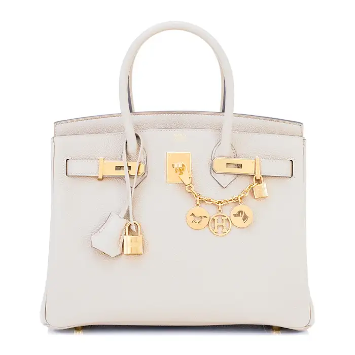 Hermes Birkin 30 Beton Gold Hardware Off White Bag