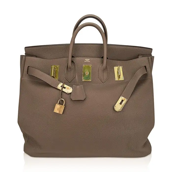 Hermes HAC 50 Birkin Bag Etoupe Togo Leather Brass Hardware