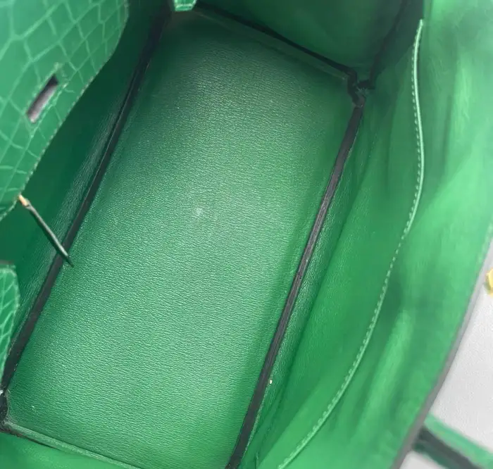 Hermes Birkin 30 Bamboo Green Shiny Porosus Crocodile Bag GHW