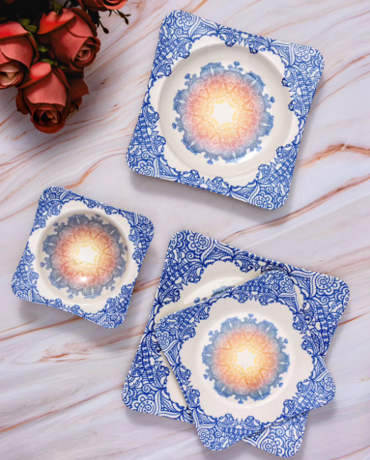 Blue and White Ceramic Coasters Set