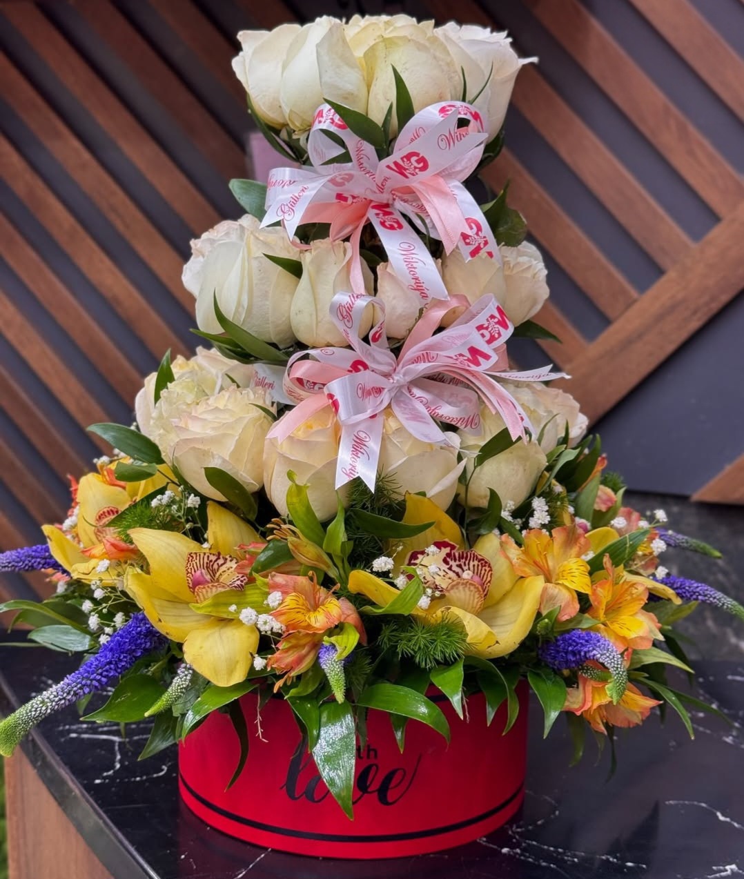 Elegant Flower Arrangement in Red Gift Box