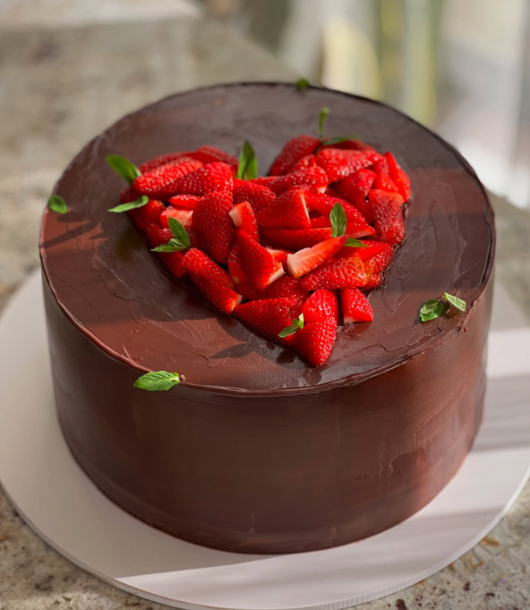 Chocolate Strawberry Heart Cake