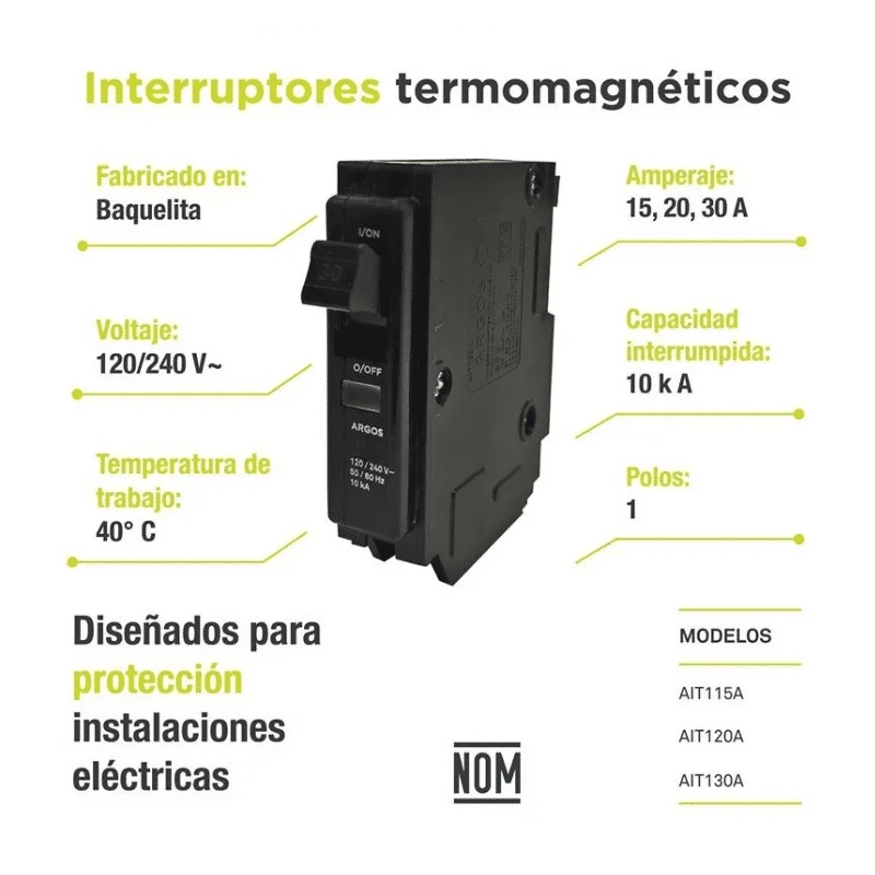 Interruptor termomagnético de 1 polo