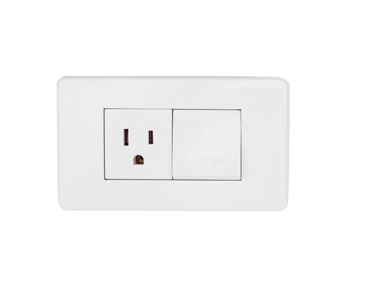 Apagador y contacto con placa blanca