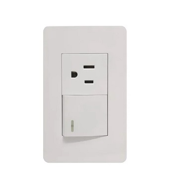 Apagador y contacto con placa color marfil