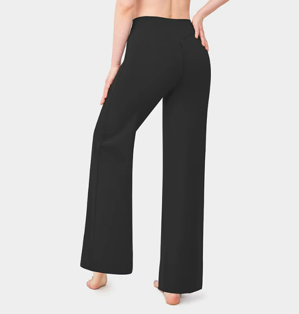 Women's Wide Leg Yoga Pants - Black