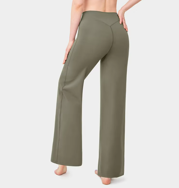 Wide Leg Yoga Pants - Olive
