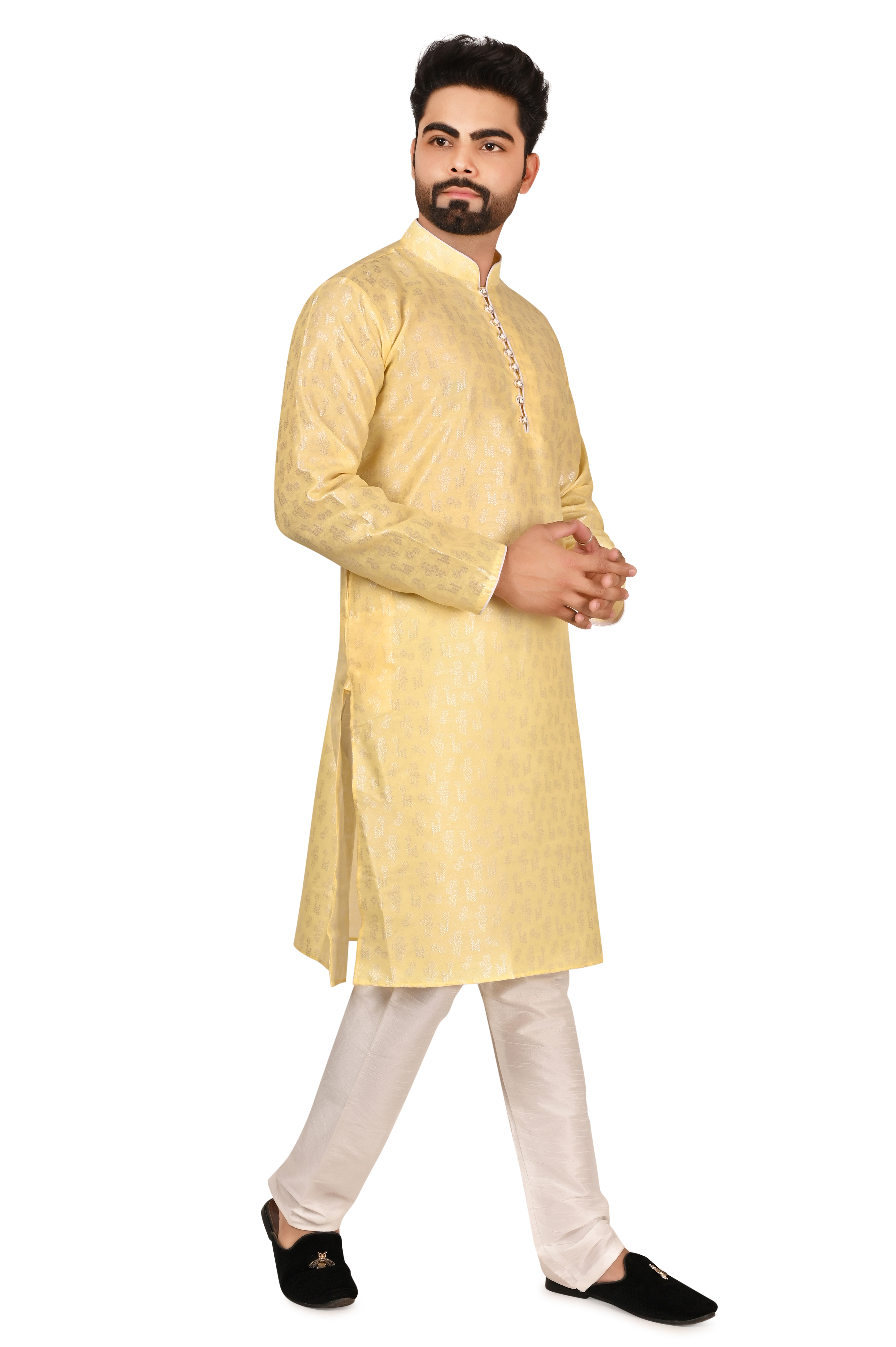 Men's Light Gold Kurta Pajama Set