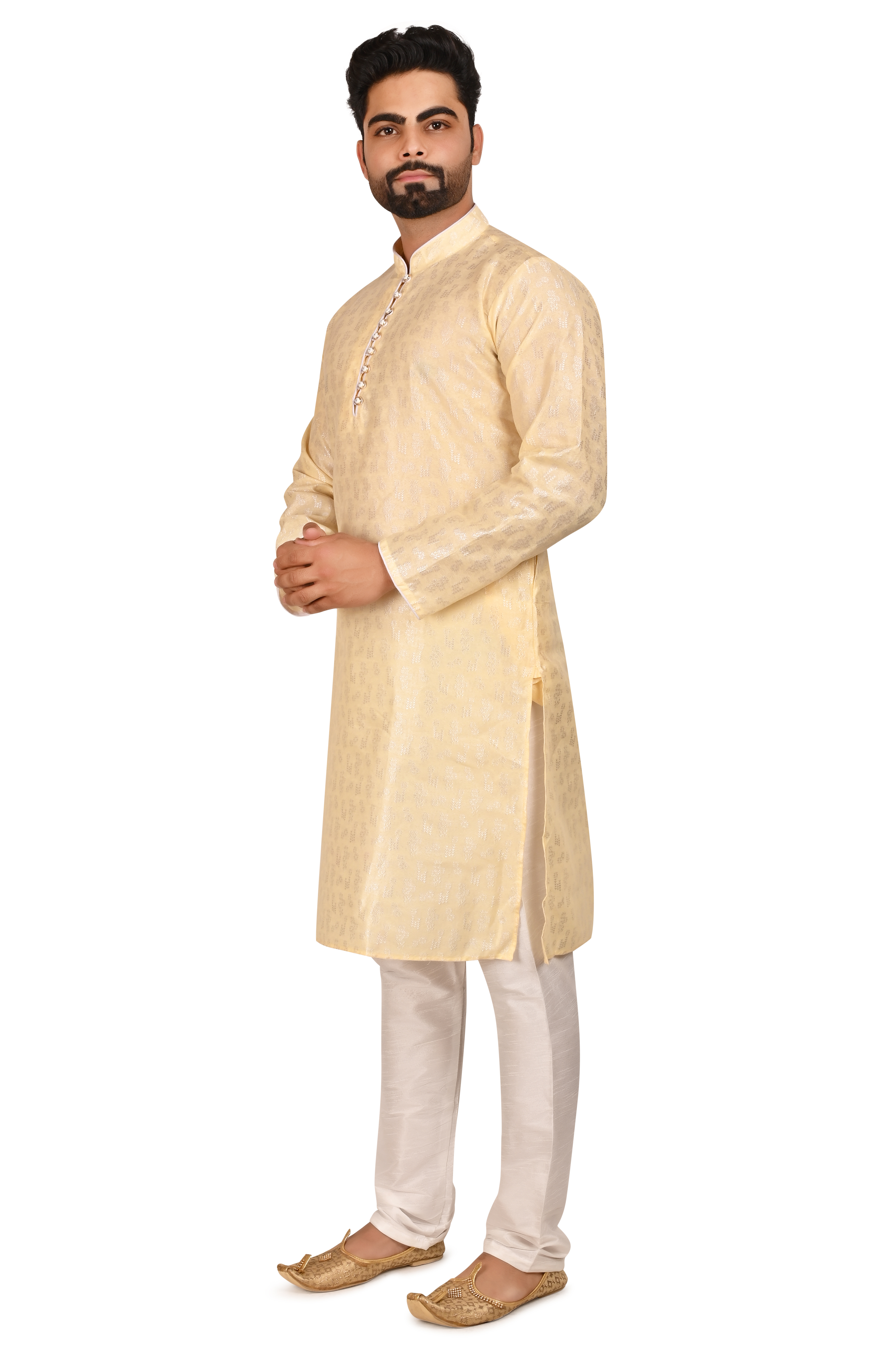 Men's Beige Traditional Kurta Pajama Set
