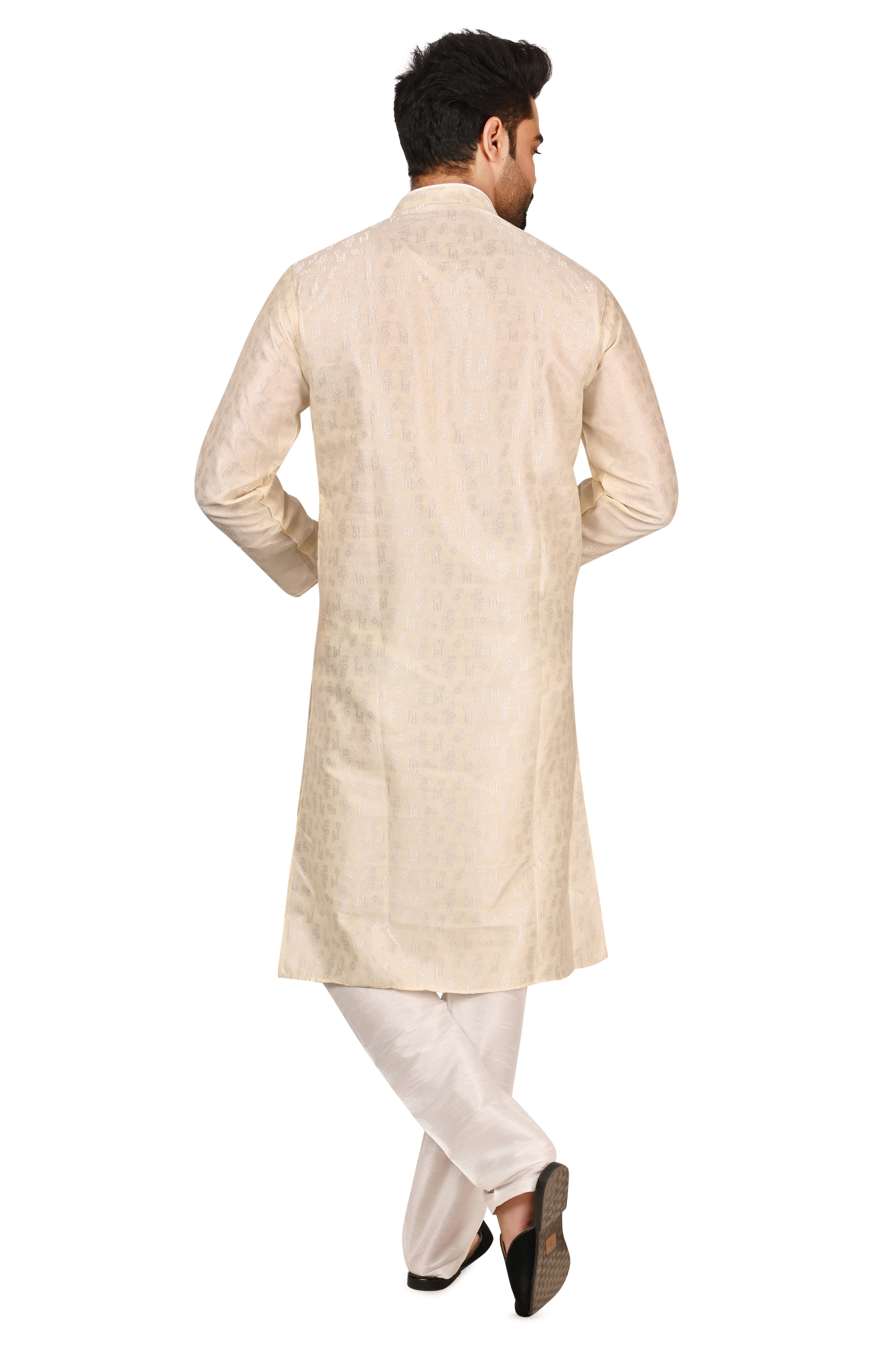 Men's Cream Embroidered Kurta