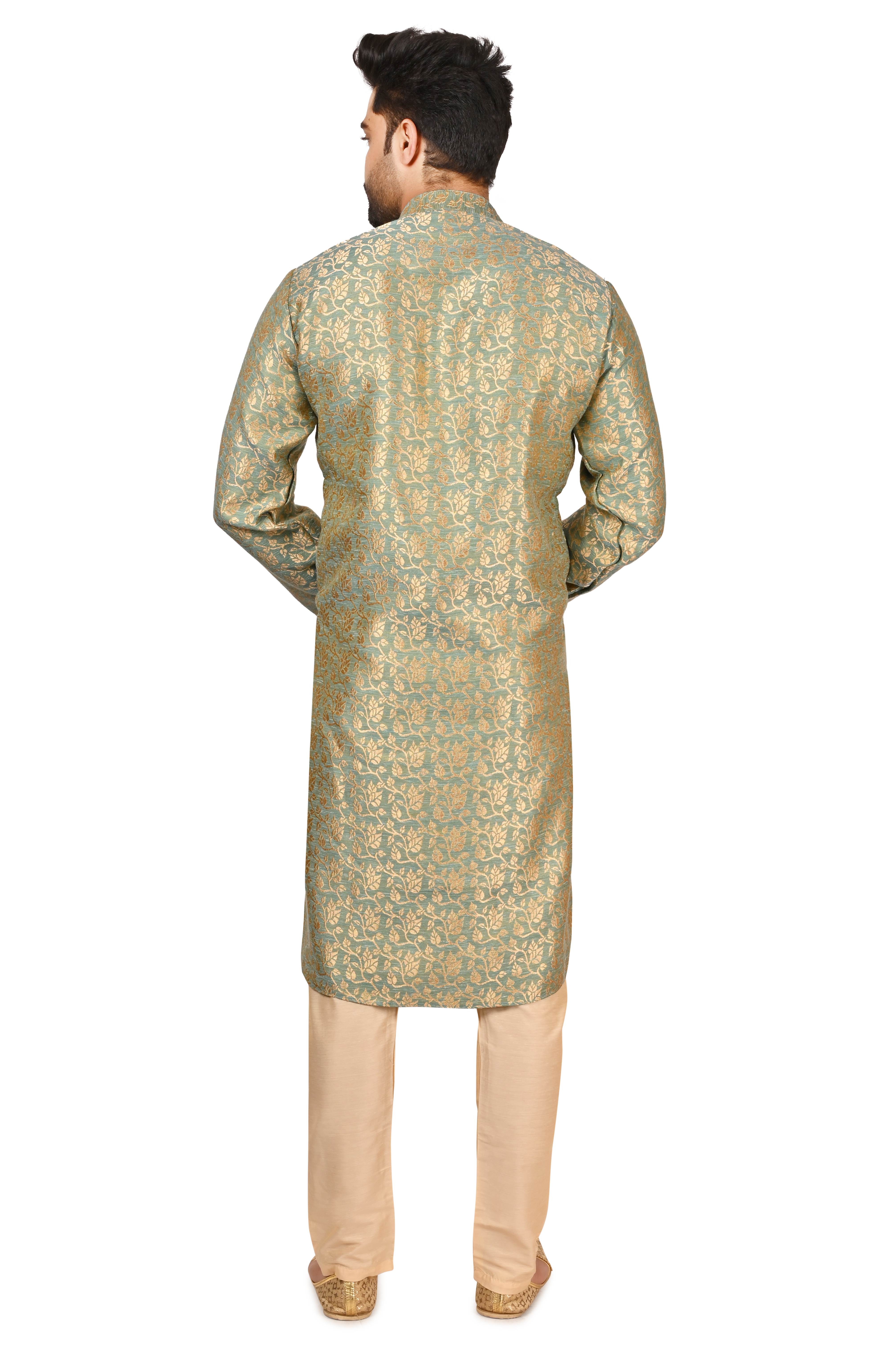 Men's Green Brocade Kurta