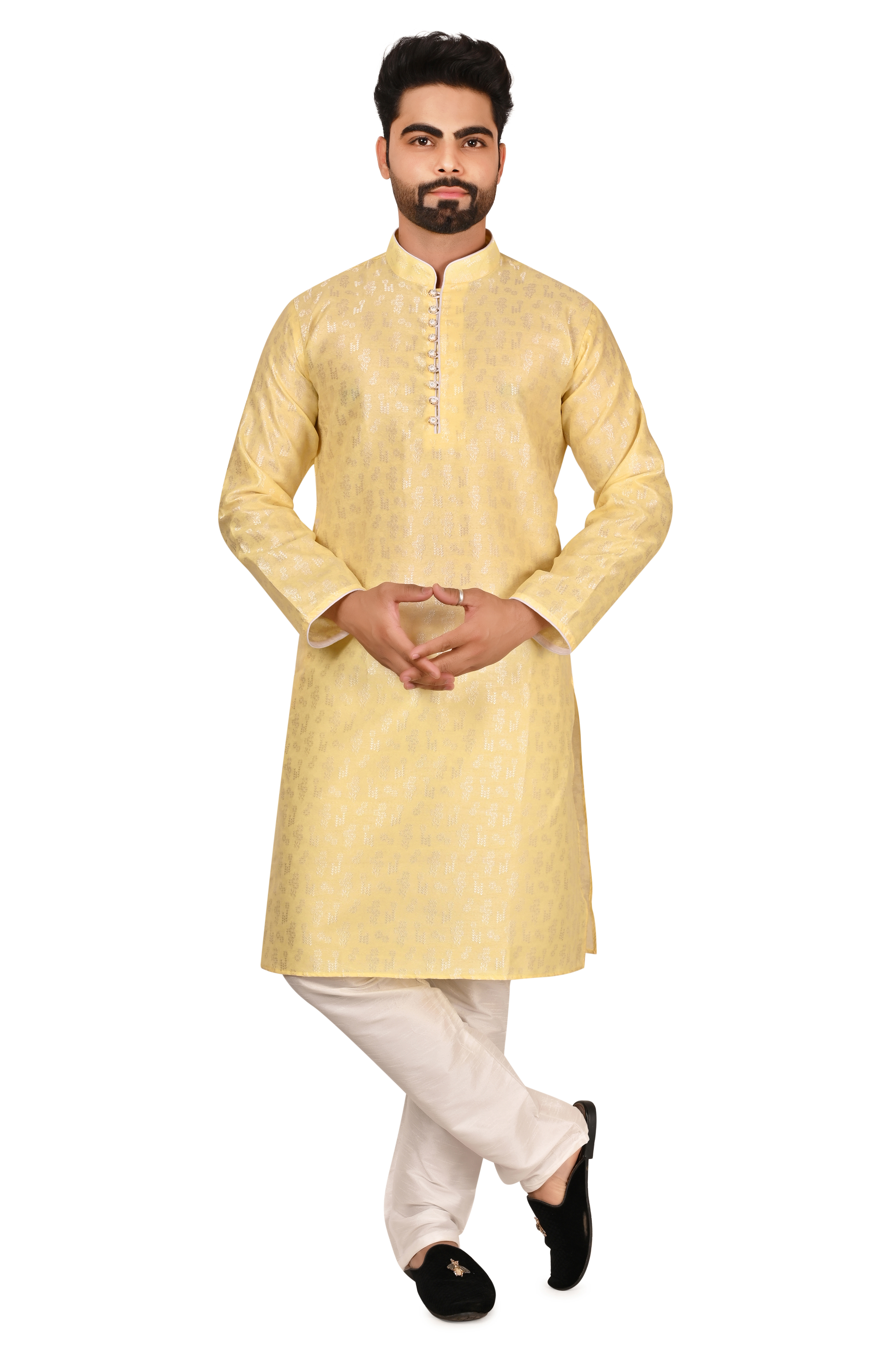 Men's Light Gold Kurta Pajama Set