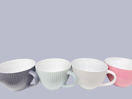 Ribbed ceramic soup & coffee Mugs