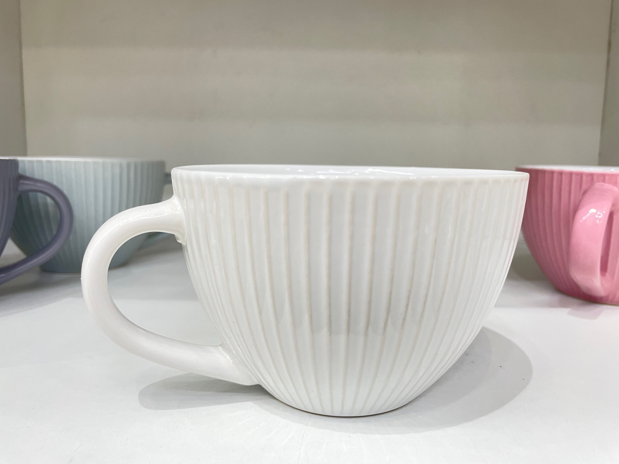 Ribbed ceramic soup & coffee Mugs