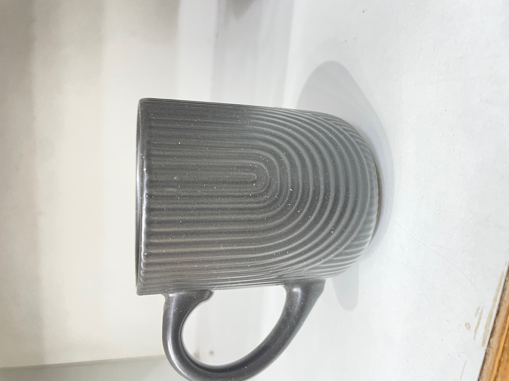 Textured ribbed ceramic mugs